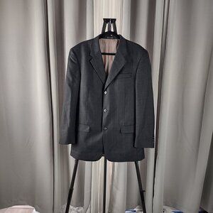 Perry Ellis Portfolio Dark Gray, W Blue Pinstripe 100% Wool Suit Jacket Size 40R